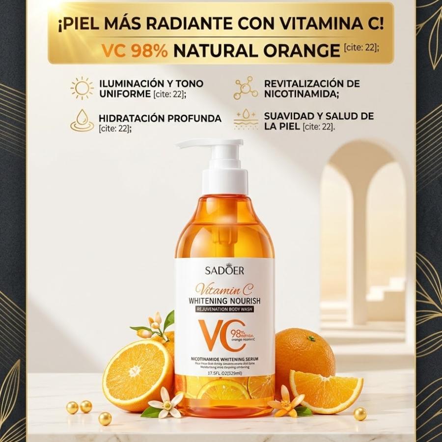 Gel de Ducha Iluminador Vitamina C – SADOER (Nicotinamida + VC 5